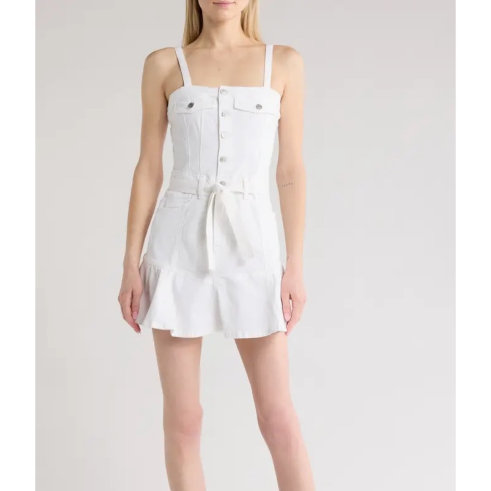 Stylish 7 For All Mankind White Button-Down Denim Dress